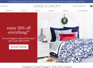 How craneandcanopy.com looks like on a tablet such as an iPad.
