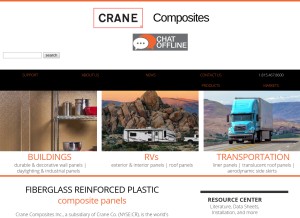 How cranecomposites.com looks like on a tablet such as an iPad.