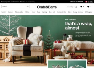 How crateandbarrel.ca looks like on a tablet such as an iPad.