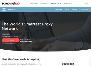 How crawlera.com looks like on a tablet such as an iPad.