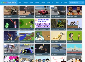 How crazygames.fr looks like on a tablet such as an iPad.