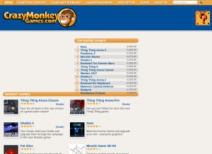How crazymonkeygames.com looks like on a tablet such as an iPad.