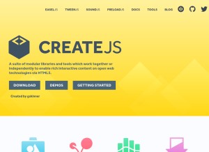 How createjs.com looks like on a tablet such as an iPad.