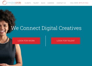 How creativecircle.com looks like on a tablet such as an iPad.