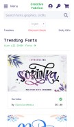 How creativefabrica.com looks like on a mobile device such as an iPhone.