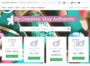 How creativefabrica.com looks like on a tablet such as an iPad.