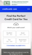 How creditcards.com looks like on a mobile device such as an iPhone.
