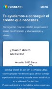 How credito21.es looks like on a mobile device such as an iPhone.