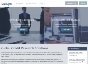How creditsights.com looks like on a tablet such as an iPad.