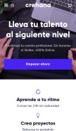 How crehana.com looks like on a mobile device such as an iPhone.