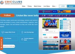 How cricclubs.com looks like on a tablet such as an iPad.