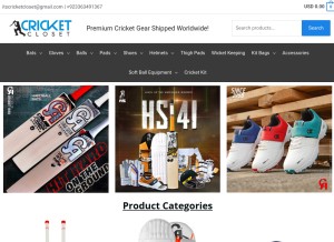 How cricketcloset.com looks like on a tablet such as an iPad.