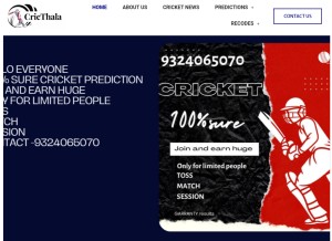 How cricthala.com looks like on a tablet such as an iPad.