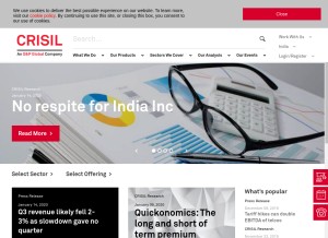 How crisil.com looks like on a tablet such as an iPad.