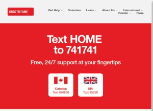 How crisistextline.org looks like on a tablet such as an iPad.