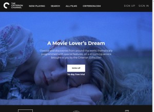 How criterionchannel.com looks like on a tablet such as an iPad.