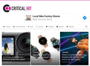 How criticalhit.net looks like on a tablet such as an iPad.