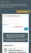 How cro.ie looks like on a mobile device such as an iPhone.