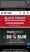 How crocs.com looks like on a mobile device such as an iPhone.