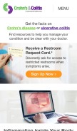 How crohnsandcolitis.com looks like on a mobile device such as an iPhone.