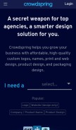 How crowdspring.com looks like on a mobile device such as an iPhone.