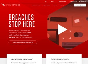 How crowdstrike.com looks like on a tablet such as an iPad.