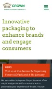 How crowncork.com looks like on a mobile device such as an iPhone.