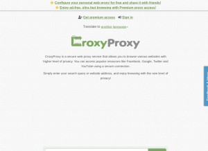 How croxyproxy.com looks like on a tablet such as an iPad.