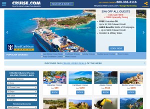 How cruise.com looks like on a tablet such as an iPad.