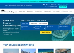 How cruisebooking.com looks like on a tablet such as an iPad.