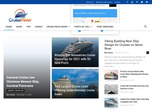How cruisefever.net looks like on a tablet such as an iPad.