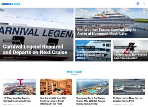How cruisehive.com looks like on a tablet such as an iPad.