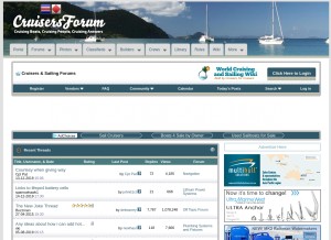 How cruisersforum.com looks like on a tablet such as an iPad.