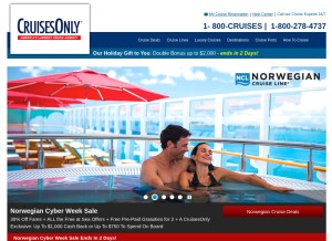 How cruisesonly.com looks like on a tablet such as an iPad.