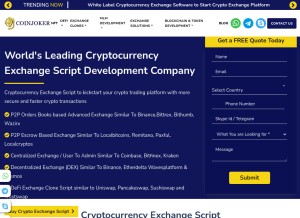 How cryptoexchangescript.com looks like on a tablet such as an iPad.