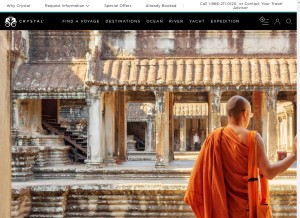 How crystalcruises.com looks like on a tablet such as an iPad.