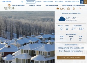 How crystalmountain.com looks like on a tablet such as an iPad.
