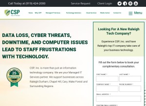 How cspinc.com looks like on a tablet such as an iPad.