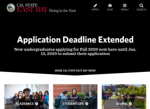 How csueastbay.edu looks like on a tablet such as an iPad.