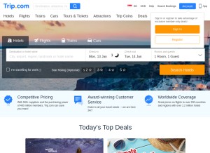 How ctrip.sg looks like on a tablet such as an iPad.