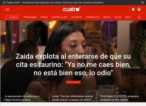 How cuatro.com looks like on a tablet such as an iPad.