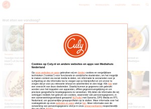 How culy.nl looks like on a tablet such as an iPad.