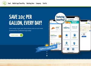 How cumberlandfarms.com looks like on a tablet such as an iPad.