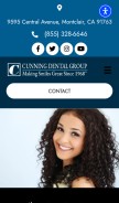 How cunningdental.com looks like on a mobile device such as an iPhone.