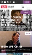 How cureepilepsy.org looks like on a mobile device such as an iPhone.