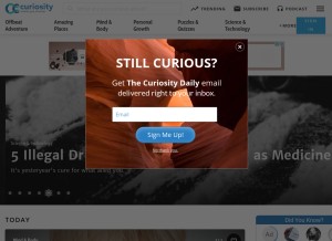 How curiosity.com looks like on a tablet such as an iPad.
