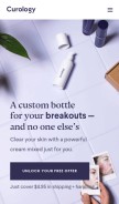 How curology.com looks like on a mobile device such as an iPhone.