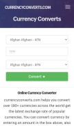 How currencyconverts.com looks like on a mobile device such as an iPhone.