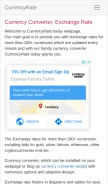 How currencyrate.today looks like on a mobile device such as an iPhone.