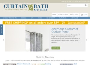 How curtainandbathoutlet.com looks like on a tablet such as an iPad.